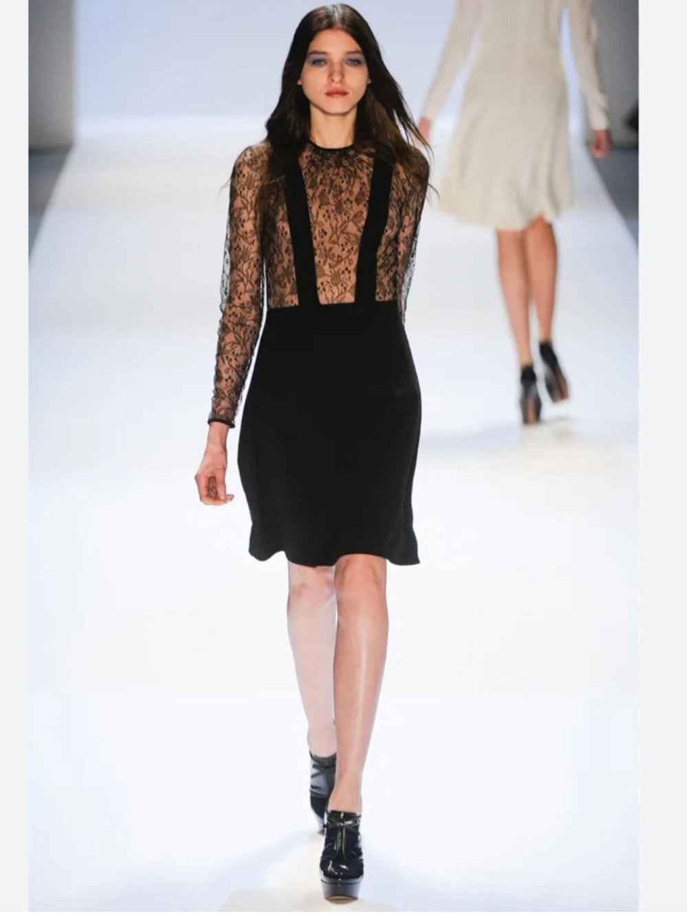 Jill Stuart 2012 Ready to Wear Collection Lace Crepe Fit and Flare Dress Sz 0